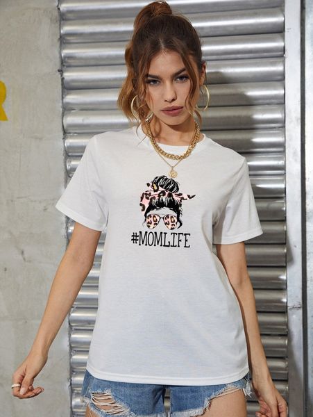 

figure & letter graphic tee z690#, White