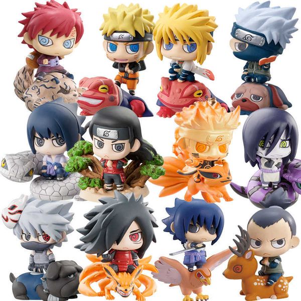 

huiya01 6pcs/set pop naruto sasuke uzumaki kakashi gaara action with mounts figures japan anime collections gifts toys wx171 q0522