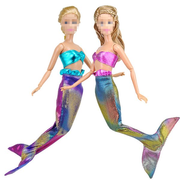 

cartoon figures 1 set mermaid tail dress doll clothes party wedding dressing doll accessories cospay outfit for 30cm