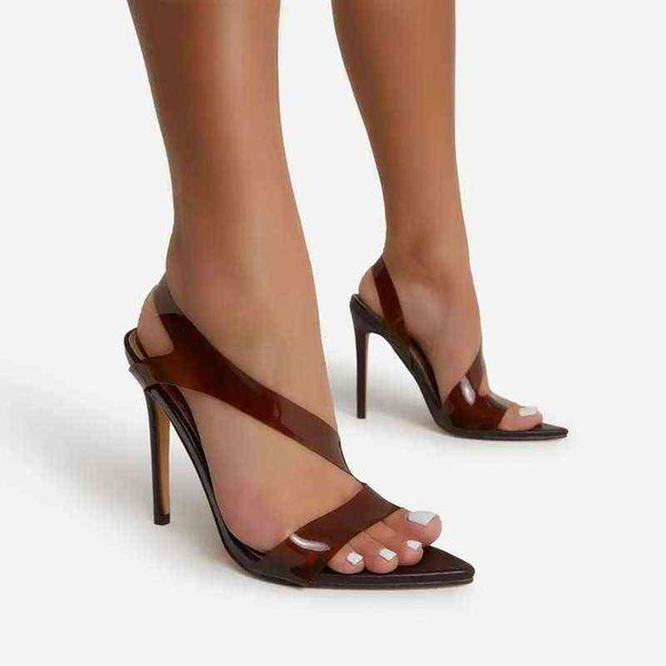 

sandals 2022 summer selling high heels women s transparent pointed toe open party fashion office pumps plus size 36~43 220427, Black