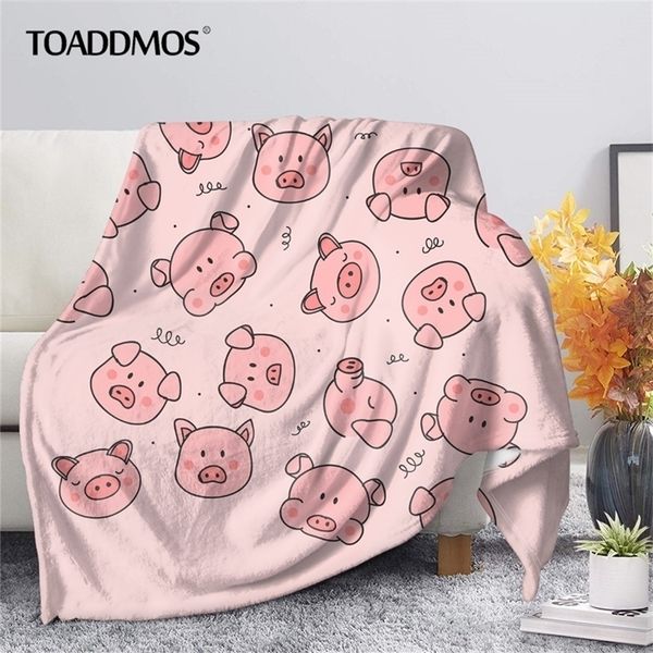 

toaddmos cute pig pink fleece warm bedroom throw on bed sofa bedding travel sherpa blanket for kids quilt 220811