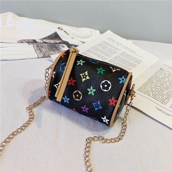 

fashion pu leather handbags children trendy mini purse tote kids messenger waist chest bags girl shoulder bag wallet girls handbags, Black