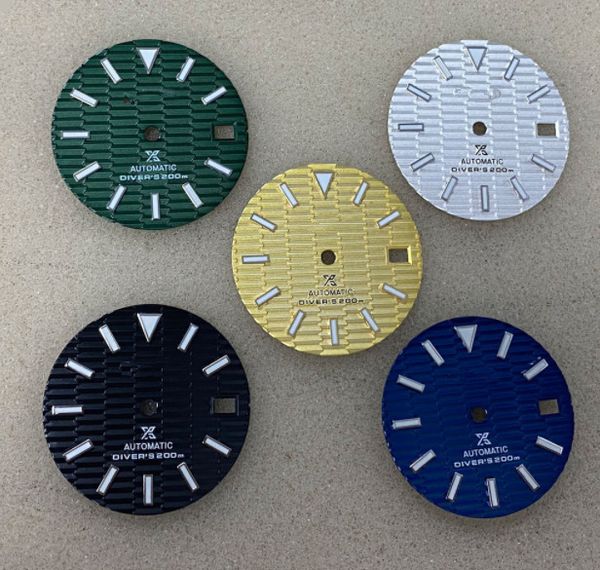 

skx007 green luminous 28 5mm watch dial with s for nh35 movement 220617