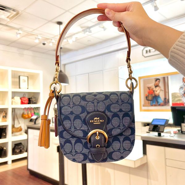 

designer bags 2022 new women's kleo tassel xiangbulei saddle small denim flip single shoulder messenger handbag