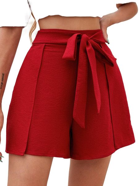 

solid tie front shorts t2qh#, White;black