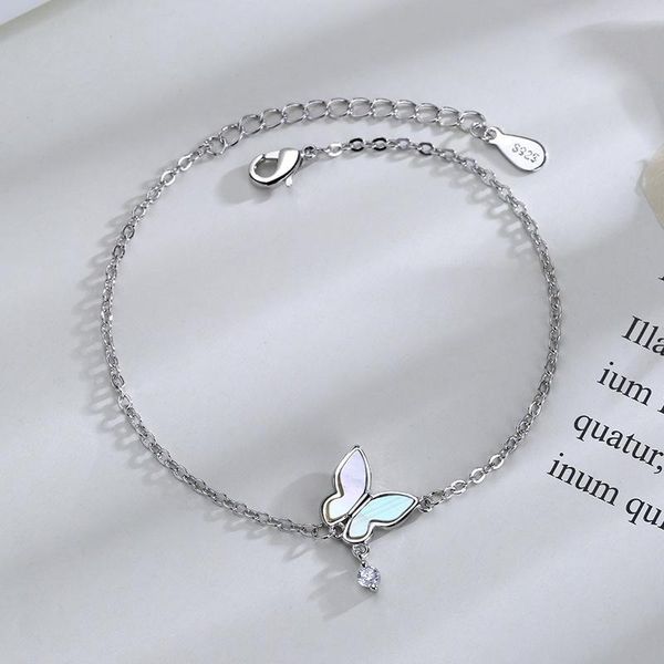 

charm bracelets lism silver color cute bracelet simple korean style trendy student fashion flash diamond shell butterfly female, Golden;silver