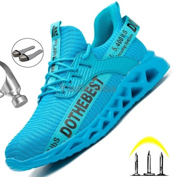 

steel toe safety shoes for women men lightweight work sneakers puncture proof coustruction boots 220718, Black