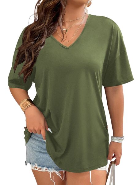 

plus solid drop shoulder tee 58lk#, Black