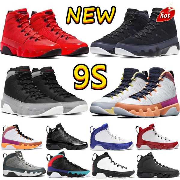 

2022 trend 9s ix men basketball shoes 9 cool particle grey bred patent chile red gym red cherry racer unc university blue dark charcoal, Black