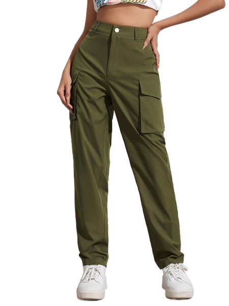 

high waisted flap pocket zip fly pants 44dn#, Black;white