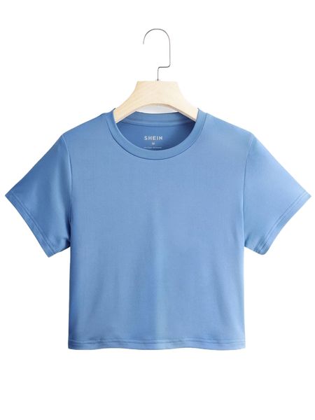 

solid short sleeve crop tee b9vb#, White