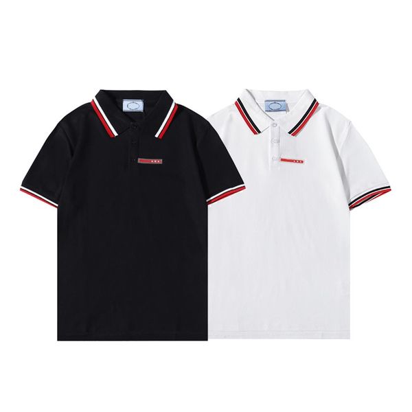 

2021 mens panelled printed polos casual shirts summer breathable male simple design short sleeve tees245h, White;black