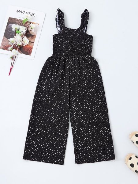 

toddler girls polka dot shirred ruffle trim cami jumpsuit she, Blue