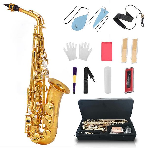 

e-flat alto saxophone electrophoresis gold-plated alto sax professional playing instrument saxofon profesional