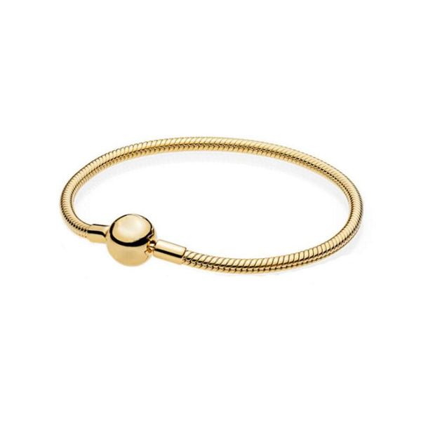

luxury fashion 18k rose gold bracelets original box for pandora sytle charm beads 925 silver snake chain bracelet women jewelry312q, Golden;silver