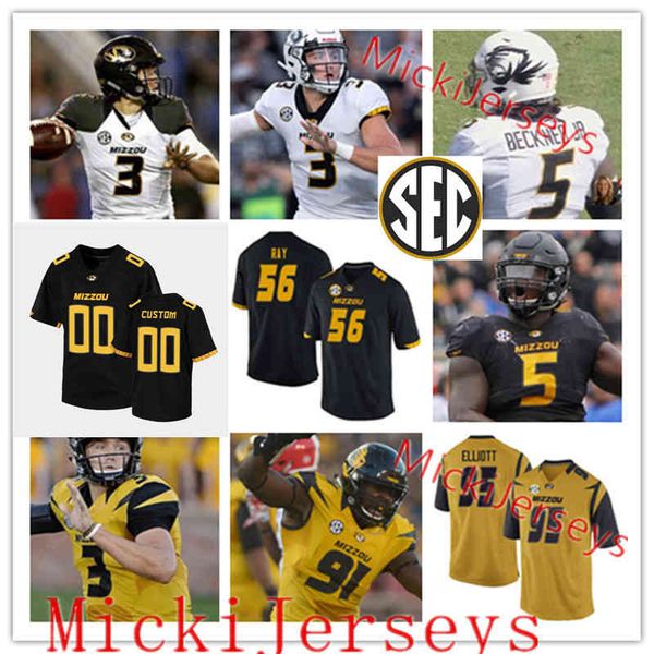 

xflsp 2022 college custom missouri tg football jersey 5 taylor powell 52 myles eaddy 92 z'core brooks 5 mookie cooper 12 shawn robinson, Black