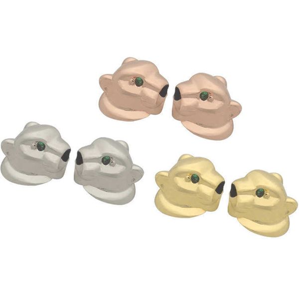

yajin jewelry kajia half faced leopard head smooth earrings lovers green eyed, Golden;silver