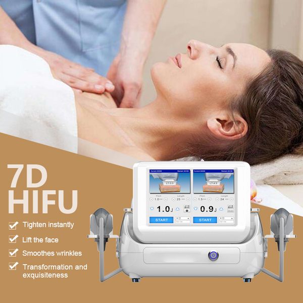 

new portable 2 handles hifu 7d beauty items skin tightening face body lifting wrinkle removal for beauty salon