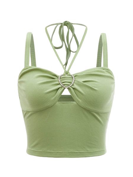 

cut out heart ring detail tie back cami 11kr#, White