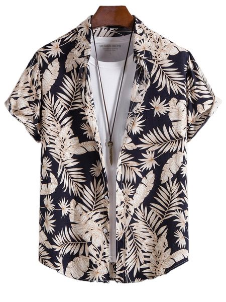 

men tropical print shirt without tee x3u9#, White;black