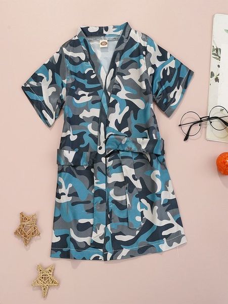 

toddler boys camo robe with belt she, Blue;red