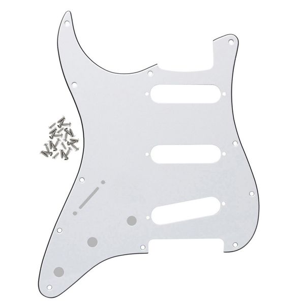 

left-handed white 3ply 11 holes guitar pickguard sss with screws