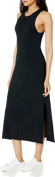 

drop women's gabriela high neck cut-in a-line side slit maxi sweater dress z2dv#, White;black
