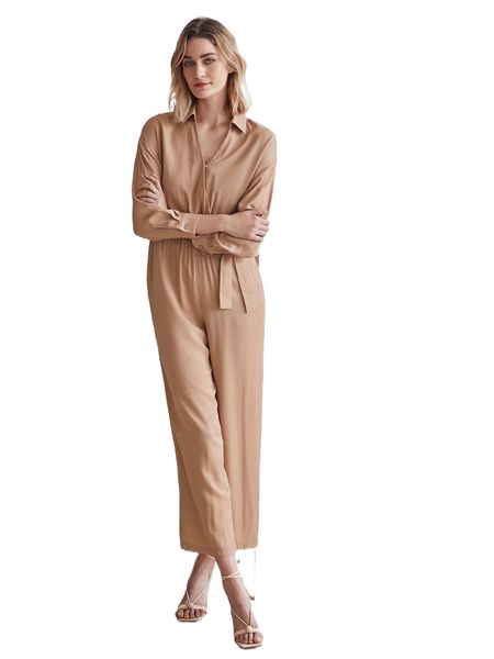 

motf premium viscose gathered wrap jumpsuit u6ea#, Black;white