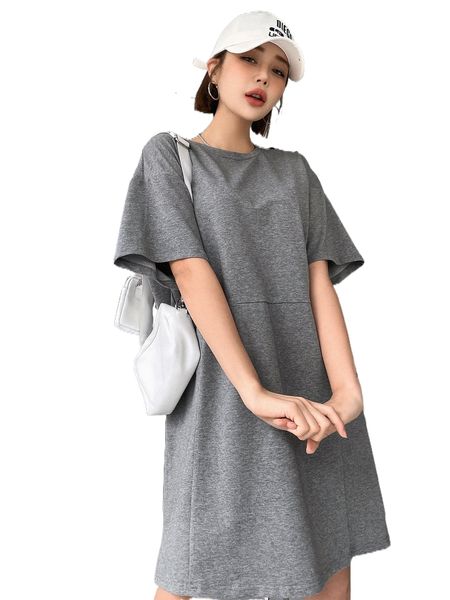 

dazy seam detail drop shoulder tee dress a9bh#, Black;gray