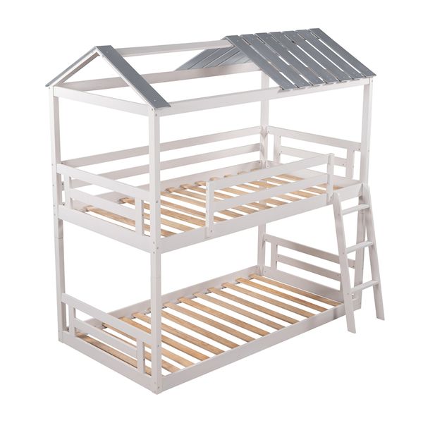 

bedroom furniture twin over twin house roof bunk bed with convertible ladder