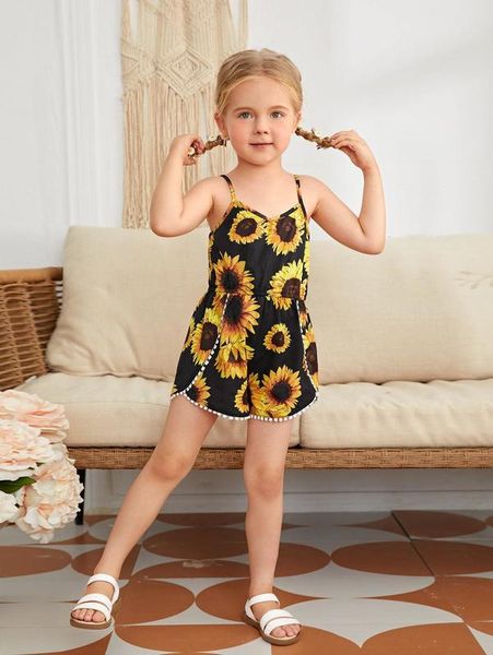 

toddler girls sunflower print cami romper she, Blue