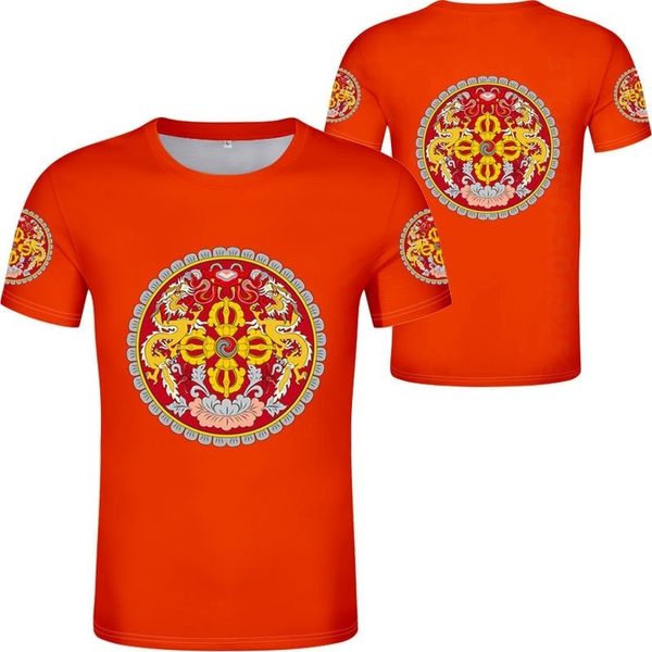 BHUTAN T-Shirt Name Nummer Btn Land T-Shirt Po Kleidung Schwarzer Druck Kostenlose maßgeschneiderte Nation Flagge Königreich Diy Red Jersey 220609