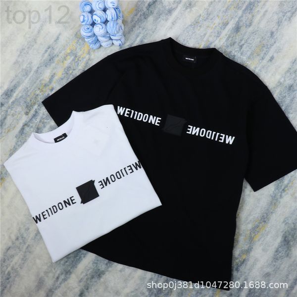 

women's t-shirt designer 22nd new we11done mirror square short sleeve weldone three-dimensional stamping letter round neck t-shirt 86qv, White