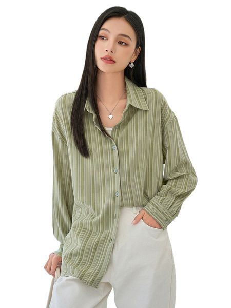 

dazy striped drop shoulder button front shirt a4gt#, White