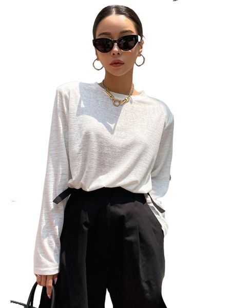 

dazy shoulder pad t-shirt i3hi#, White