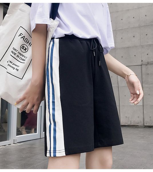 

women's pants & capris black short women summer high waist casual stripe slim fashion feminino sport pant -2xlwomen's women, Black;white
