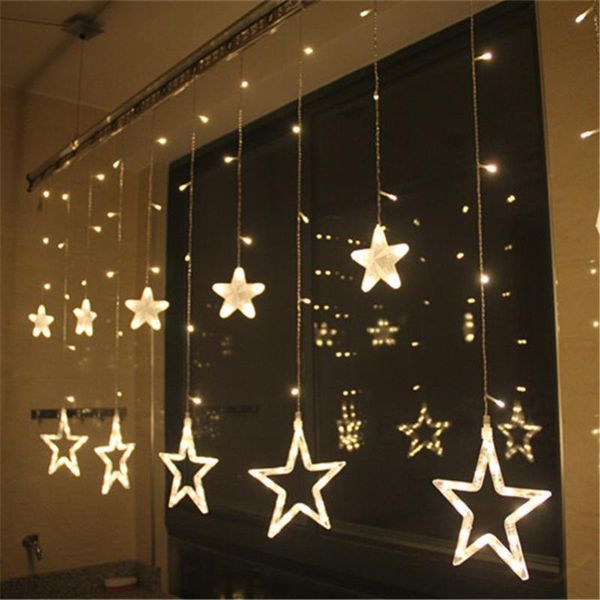 Modos Strings Star LED Curta Ctrades Luz 2m 168leds 12 linhas de gota fada para casamento Janela de festa de Natal decorada