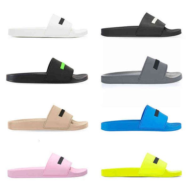 

women men designer slippers summer pool slides black green white cool grey beige blue soft pink yellow mens rubber sandals paris shoes size