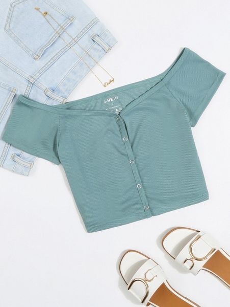 

off shoulder raglan sleeve tee r9ei#, White