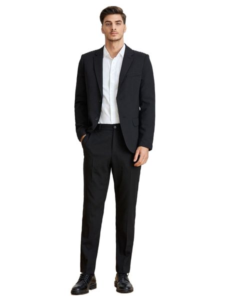 

men lapel neck blazer & tailored pants without shirt 28ik#, White;black