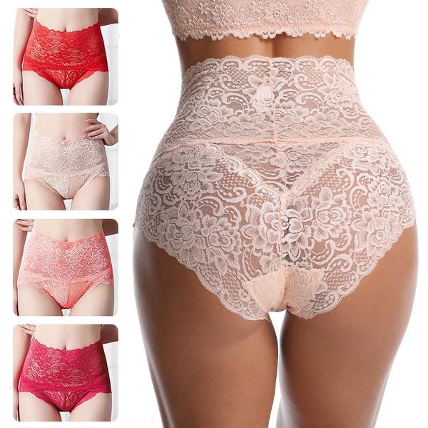 

womens panties lace lingerie high waist plus size women transparent underpants briefs panty underwear, Black;pink