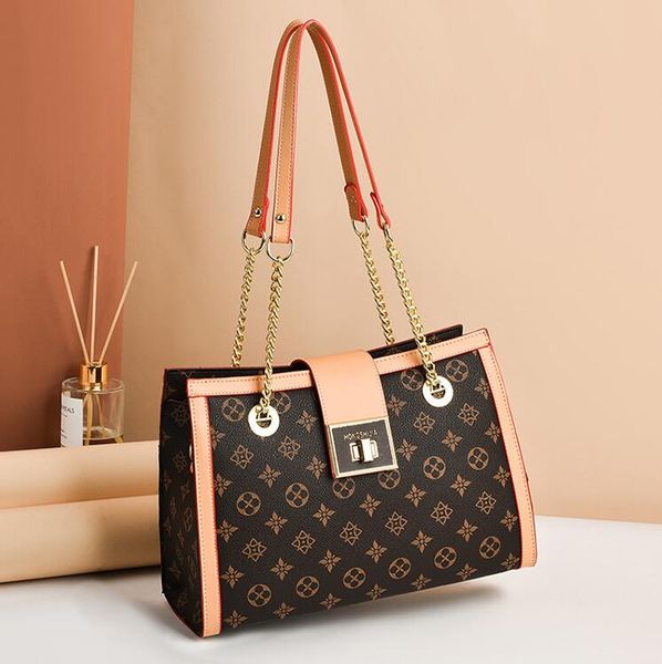 

Factory sales ladies shoulder bags classic printed chain bag street trend contrast leather handbag horizontal multifunctional color matching fashion backpack, Jvz-6276