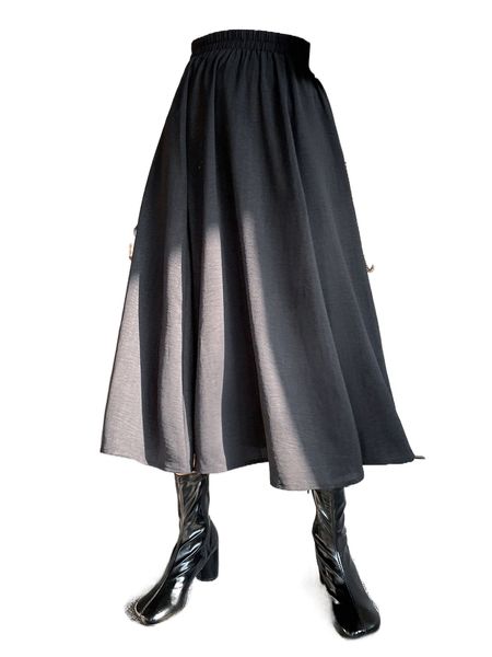 

dazy solid elastic waist skirt n8ze#, Black