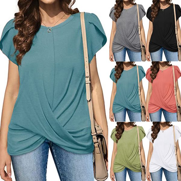 

realfine summer t shirts 9820 crew neck cotton plain shirts t-shirts for women size s-xl, White