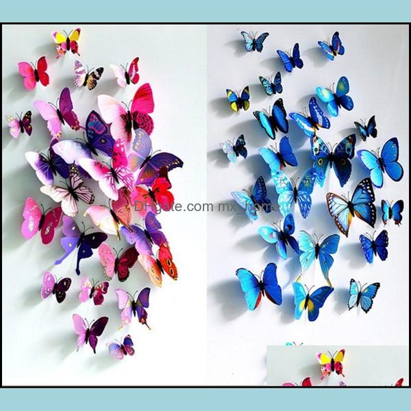 

12pcs/lot 3d wall decoration creative butterfly magnet stickers children girl room kids drop delivery 2021 gift sets gifts baby maternity