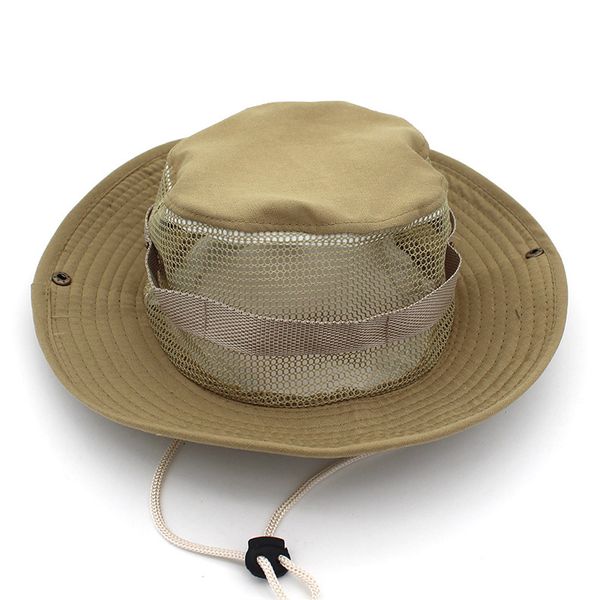 Camo Boonie Cappelli a tesa larga da esterno Cappelli con rete per uomo Donna Tattico militare Wides Cappelli a tesa larga Cappellino da sole della giungla per la caccia alla pesca