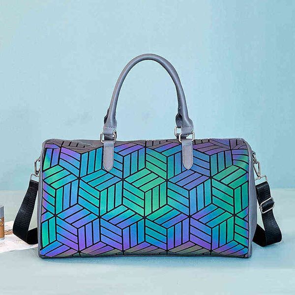 

laser splicing short distance travel bag portable large capacity soft leather pu luggage bag outdoor leisure travel bag 220623