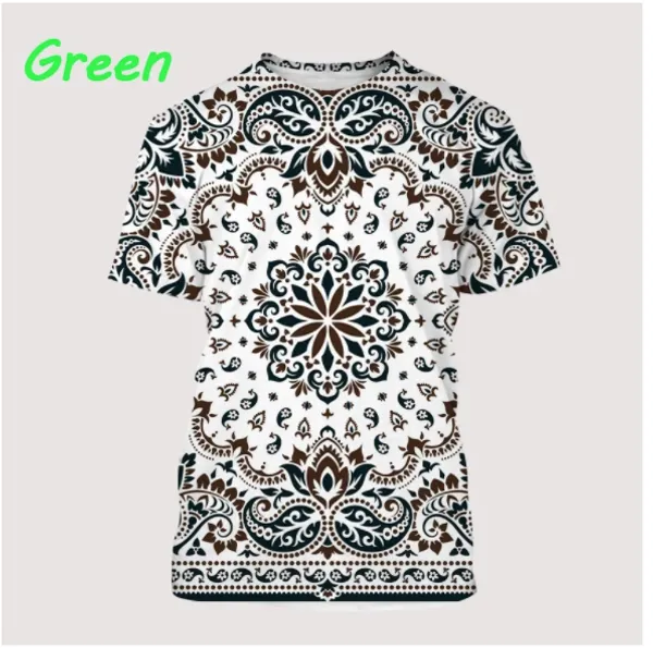 Novo 3D Imprimir roupas causais Bandana Pattern Fashion Men Mulheres T-shirt Plus Tamanho S-7xl