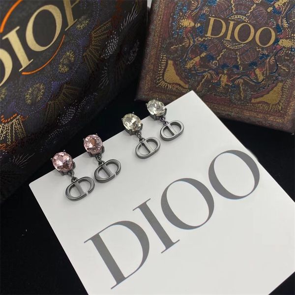 

2022 new diamond inlaid grey earrings women simple sweet earrings, Golden