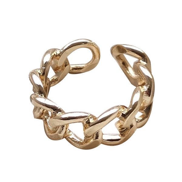 

cluster rings personalized cool hip hop metal chain simple hollow out opening texture for women party gift finger jewelry, Golden;silver